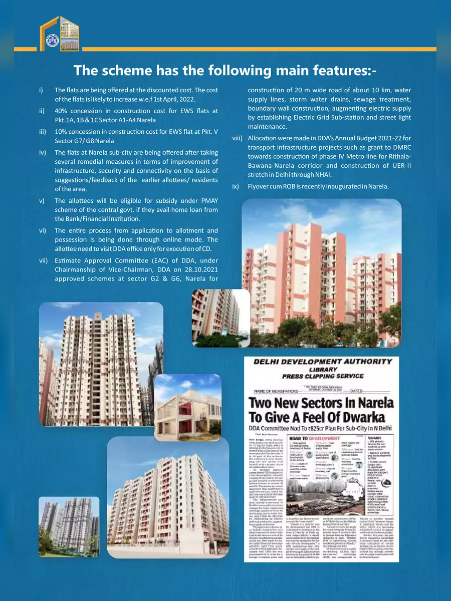2nd Page of DDA Housing Scheme Brochure 2021-22 PDF
