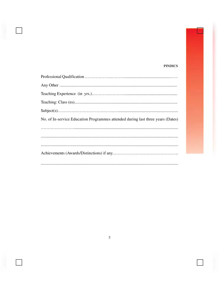 2nd Page of PINDICS Form PDF