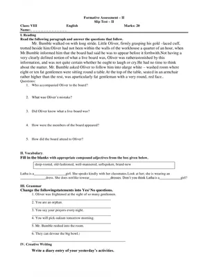 8th Class FA2 Question Paper 2022