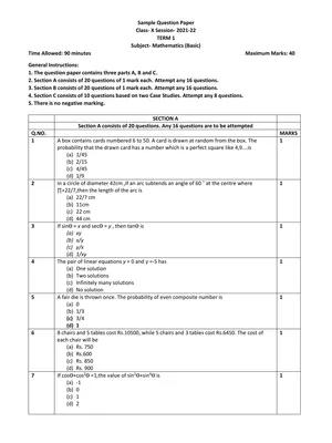 CBSE Class 10 Maths Question Paper 2021 with Solutions