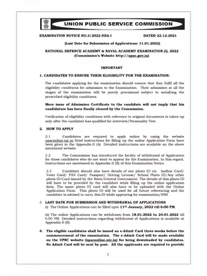 UPSC NDA Recruitment 2022 Notification