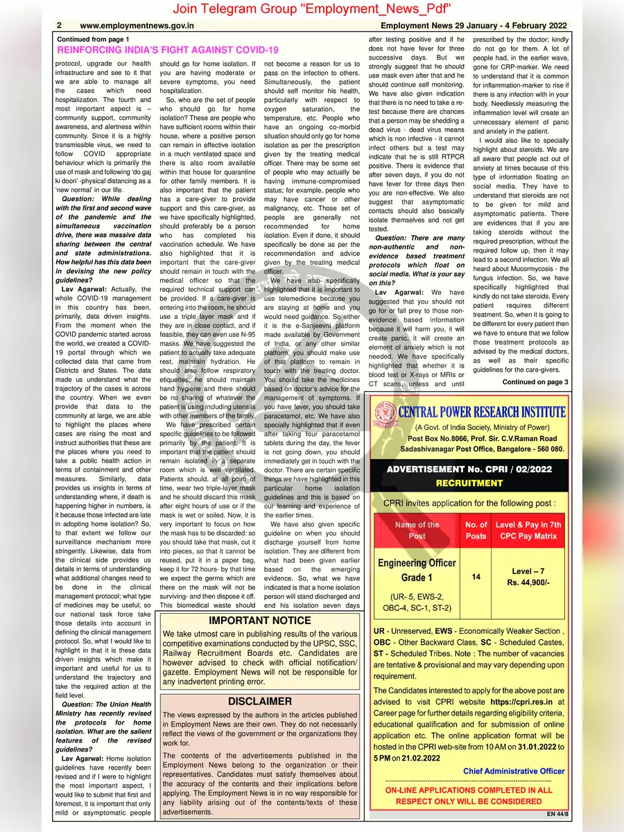 2nd Page of Employment Newspaper Fifth Week of January 2022 PDF