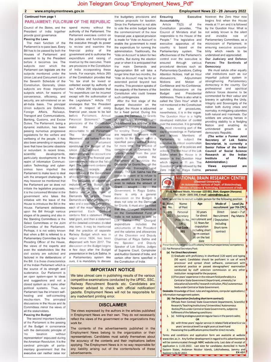 2nd Page of Employment Newspaper Fourth Week of January 2022 PDF
