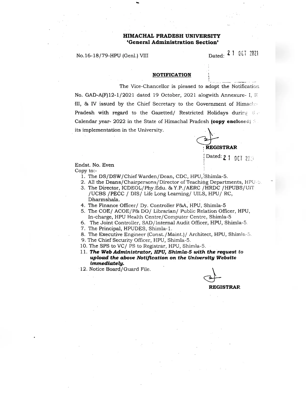 Himachal Pradesh (HP) Government Holidays List 2022