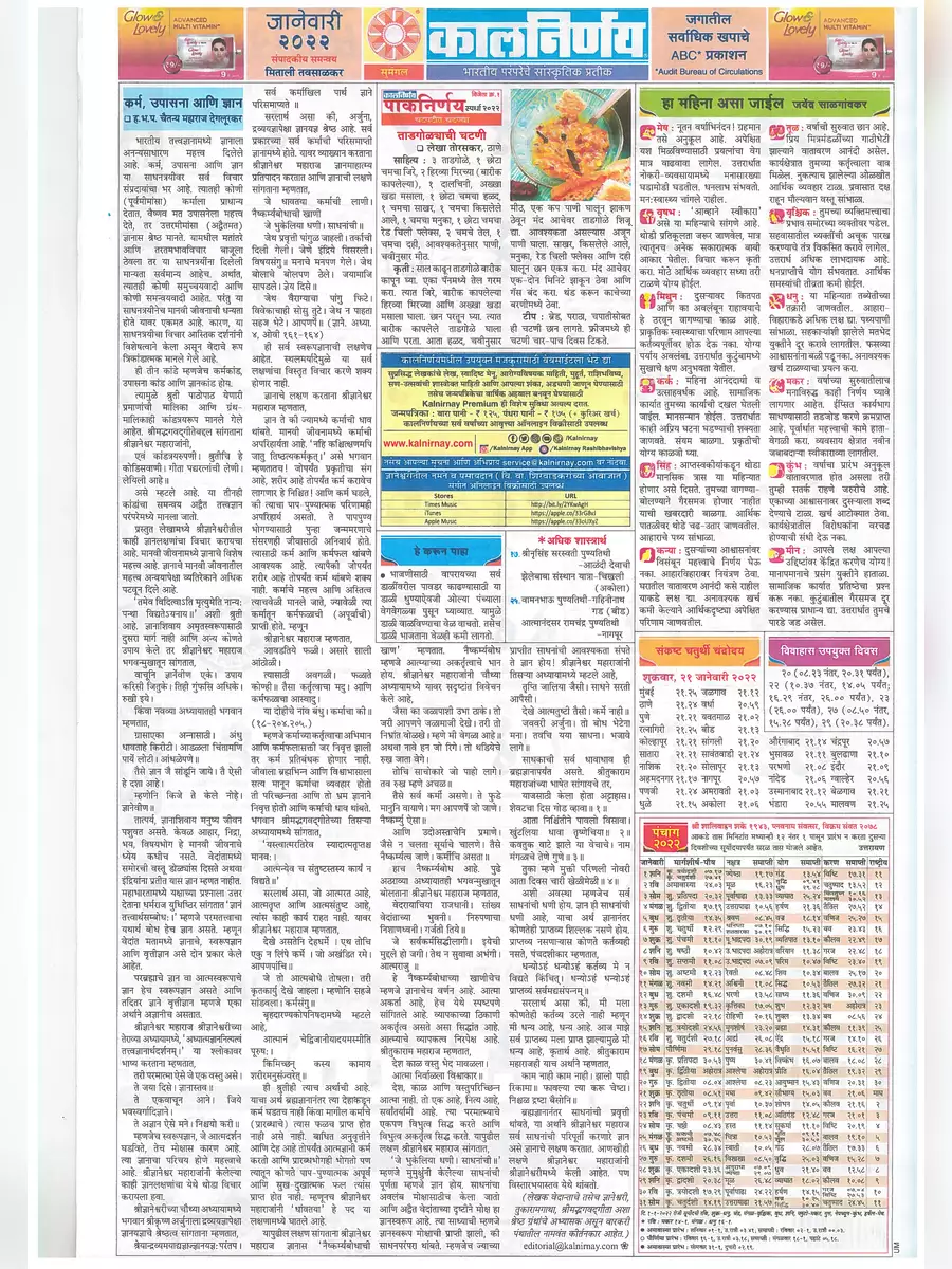 2nd Page of कालनिर्णय 2022 मराठी कैलेंडर – Kalnirnay Marathi Calendar 2022 PDF