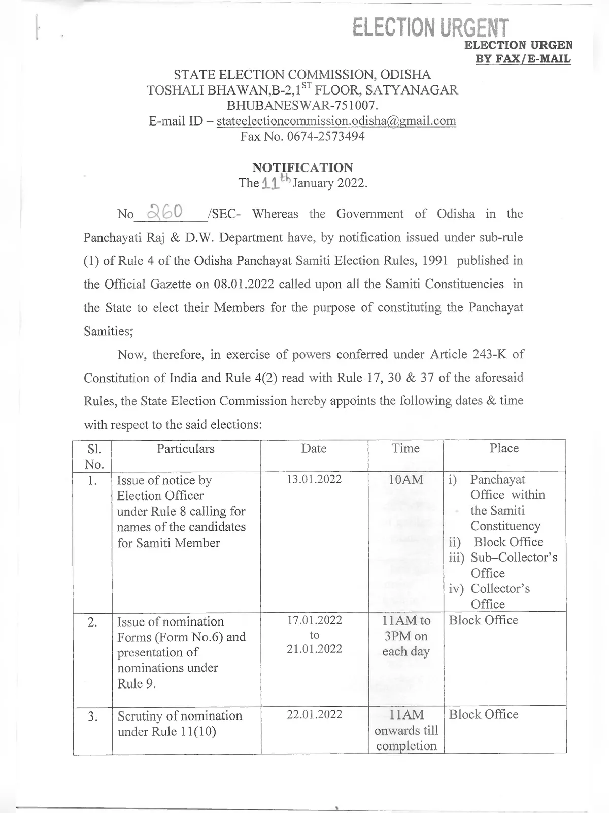 Odisha Panchayat Election 2022 Date List