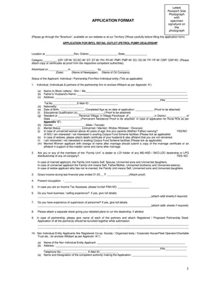 Bharat Petroleum Petrol Pump Dealership Application Form