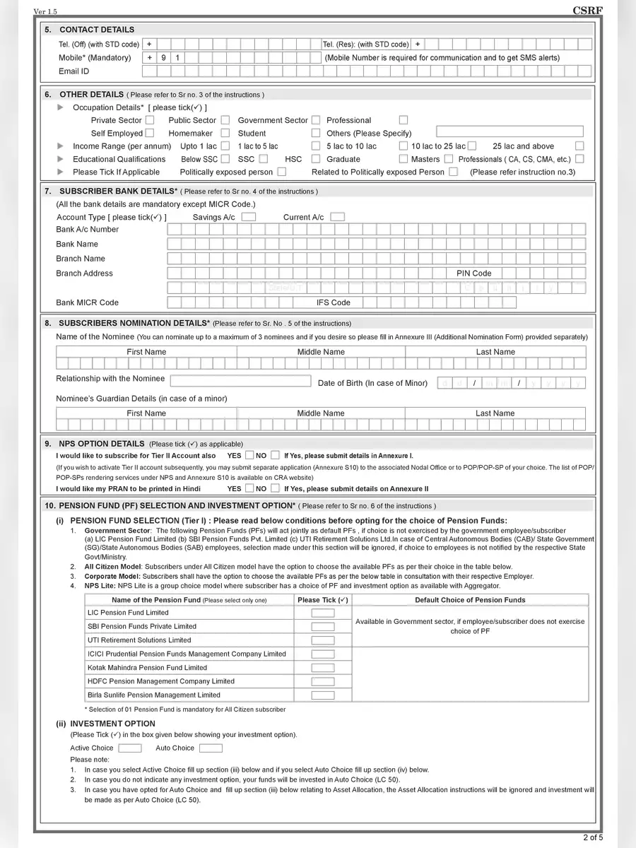2nd Page of NPS Form 2024 PDF