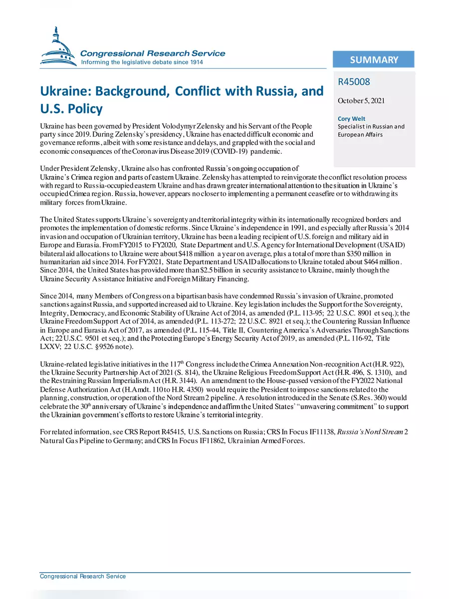 2nd Page of Russia Ukraine Conflict Summary PDF