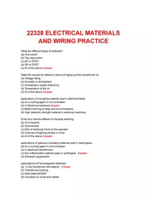 Electrical Material and Wiring Practice MCQ