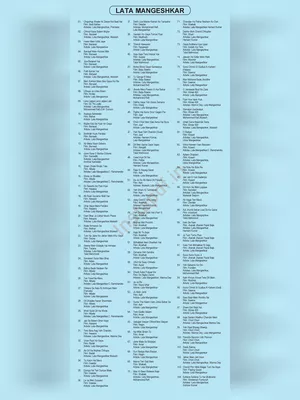 Lata Mangeshkar Songs List