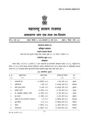 Maharashtra Government Holidays List 2022 Marathi