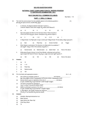 NCC C Certificate Exam Question Paper