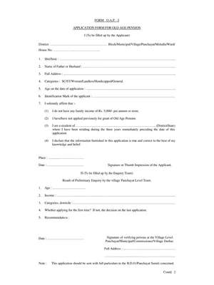 Old Age Pension Form