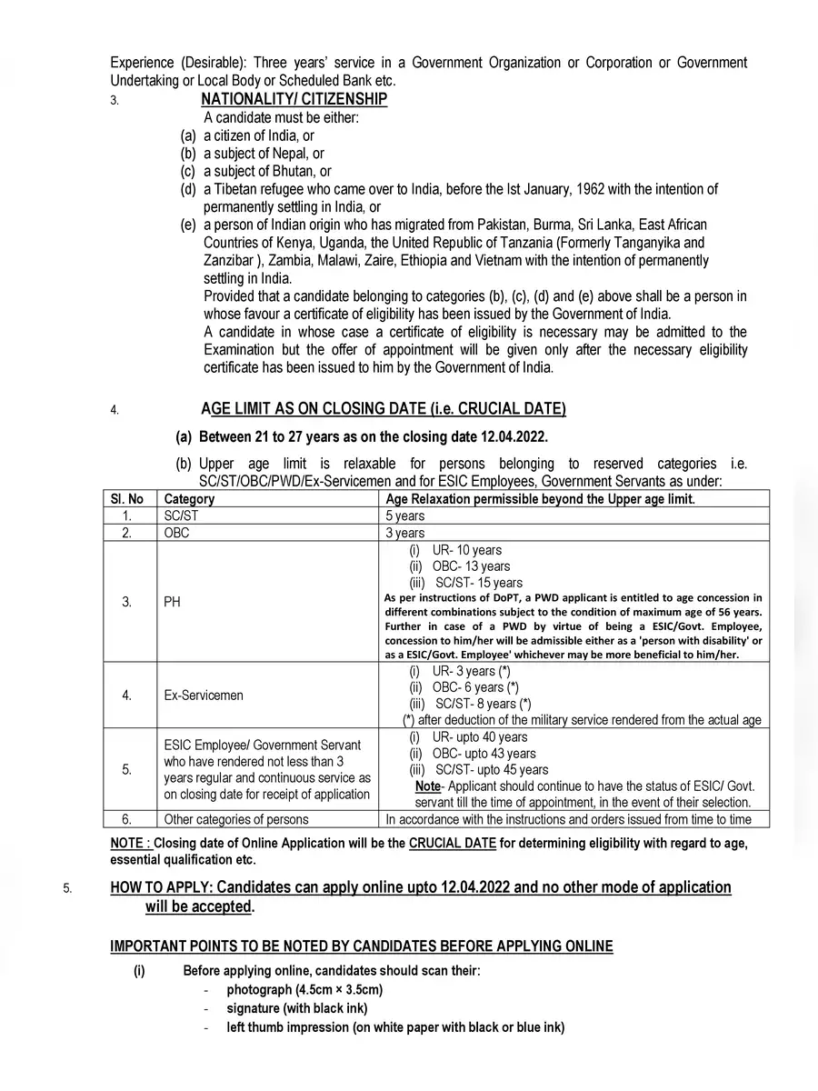2nd Page of ESIC SSO Notification 2022 PDF