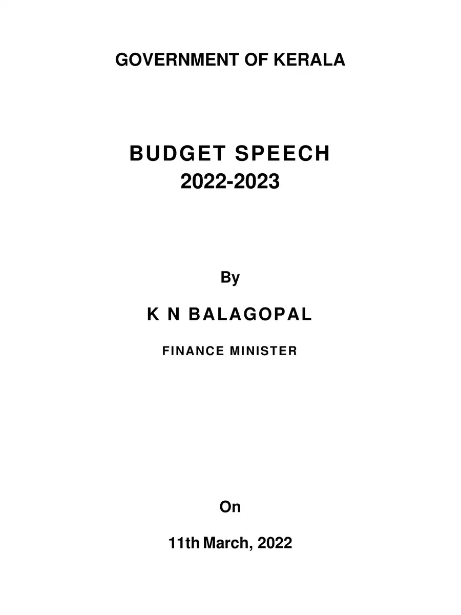 2nd Page of Kerala Budget 2022-23 PDF