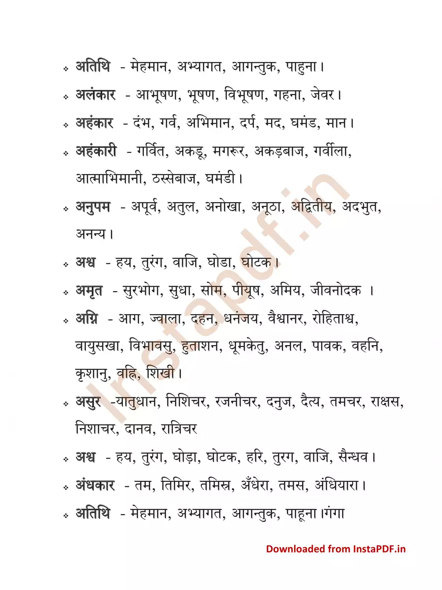 2nd Page of पर्यायवाची शब्द लिस्ट – Paryayvachi Shabd List PDF