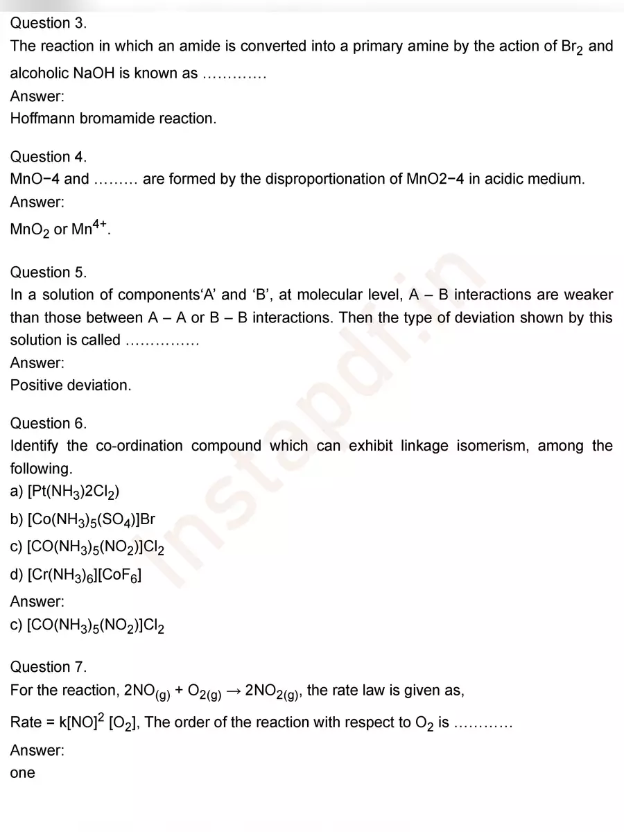 2nd Page of Plus Two Chemistry Previous Year Question Papers and Answers PDF