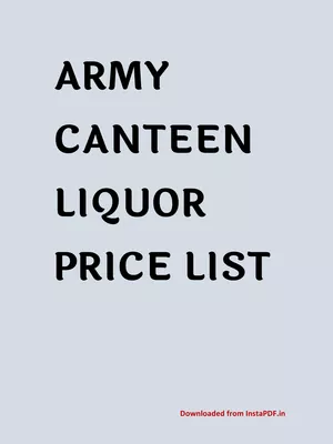 Army Canteen Liquor Price List 2024