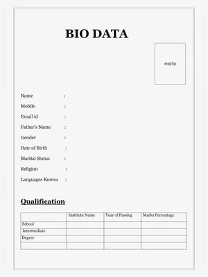 Biodata Format for Job