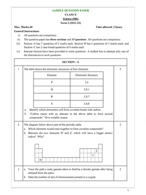 CBSE Sample Paper 2021-22 Class 10