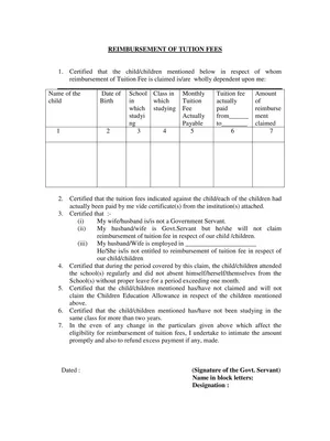 Tuition Fee Reimbursement Form for CG Employees