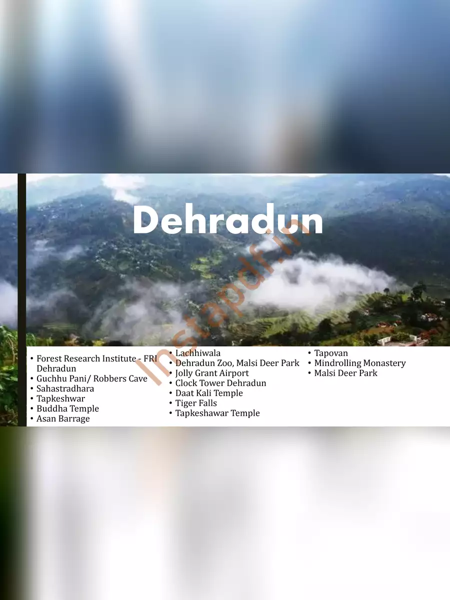 2nd Page of Uttarakhand Tourist Place List PDF