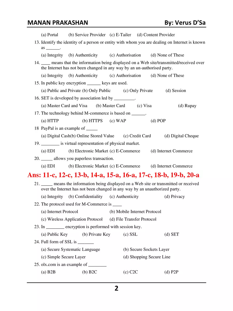 2nd Page of Computer System and Application TYBcom Sem 6 MCQ PDF