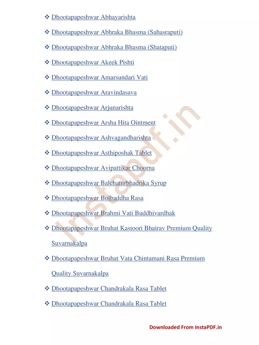 2nd Page of Dhootapapeshwar Product List PDF