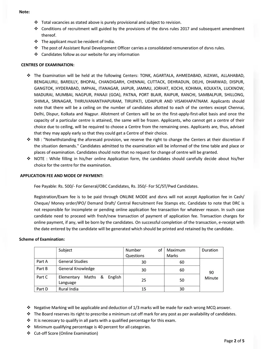 2nd Page of DSRVS Recruitment 2022 Notification PDF