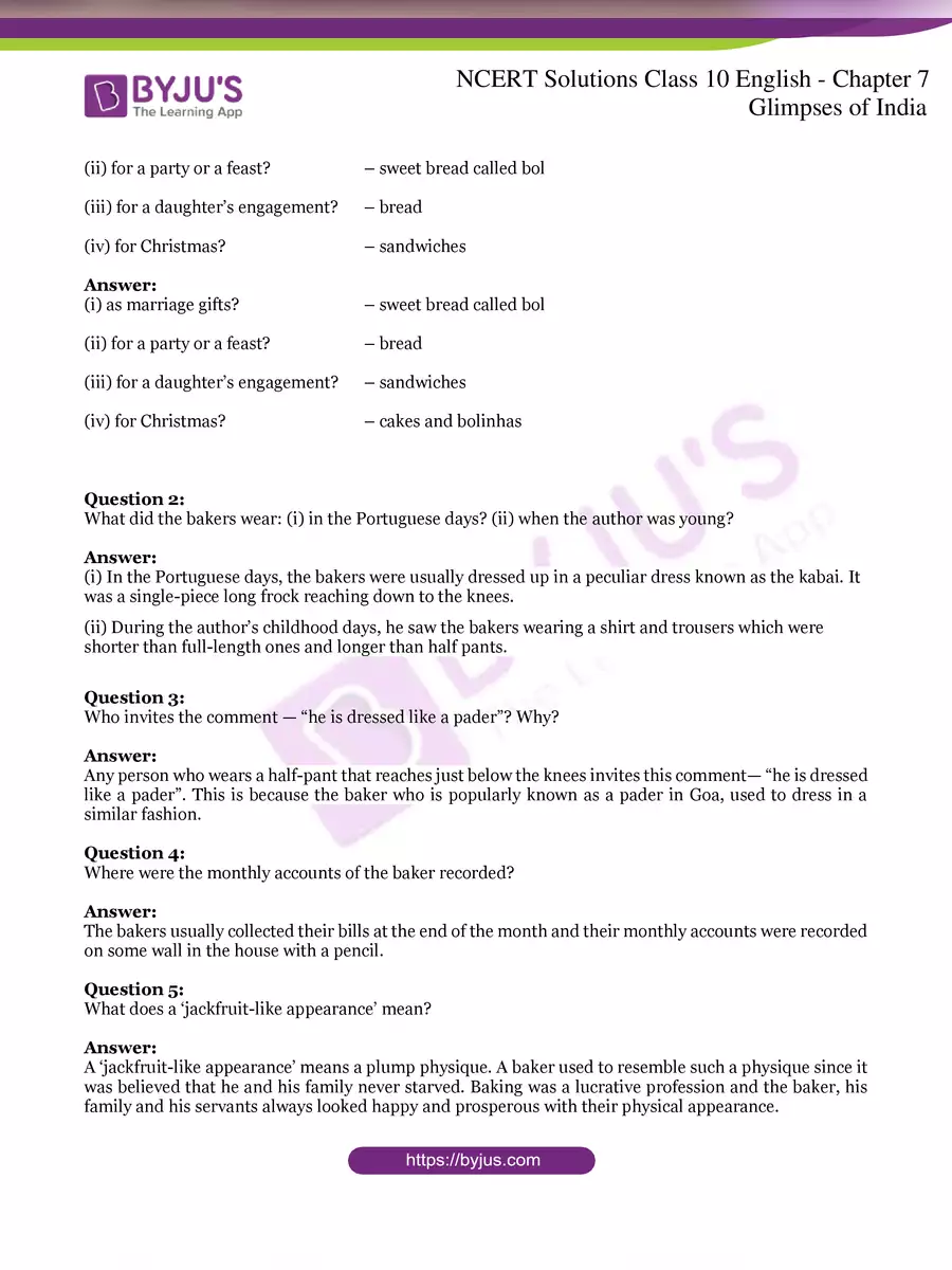 2nd Page of Glimpses of India Question and Answer PDF