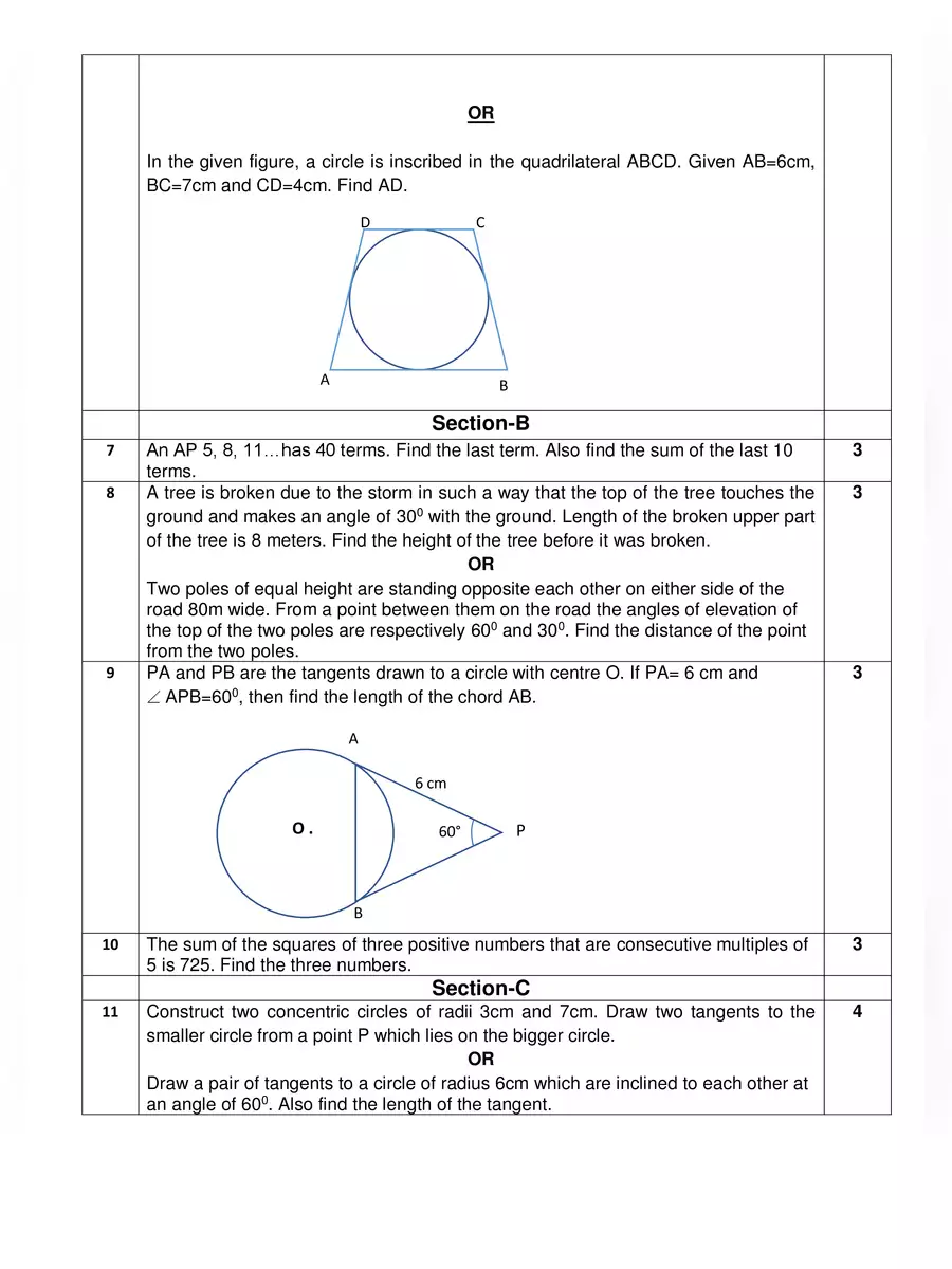 2nd Page of Maths Sample Paper Class 10 Term 2 PDF