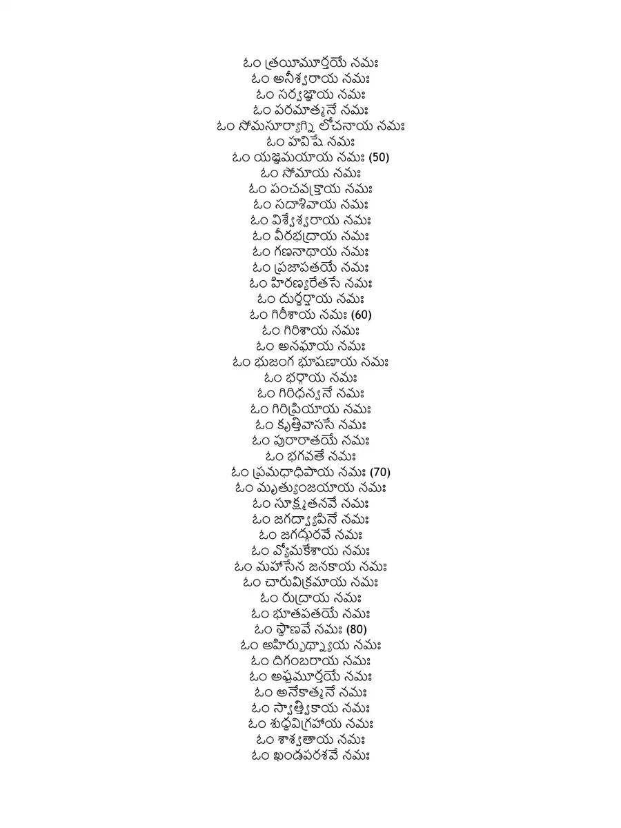 2nd Page of శ్రీ శివ అష్టోత్తర శతనామావళిః (Shiva Ashtothram 108 Names) PDF
