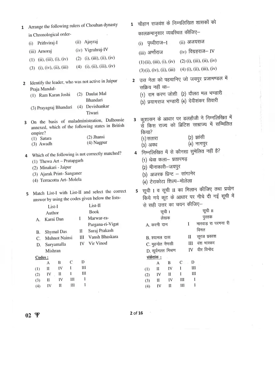 2nd Page of SI Question Paper 2022 PDF