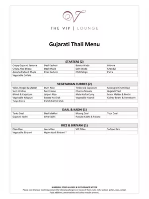 Gujarati Food Menu