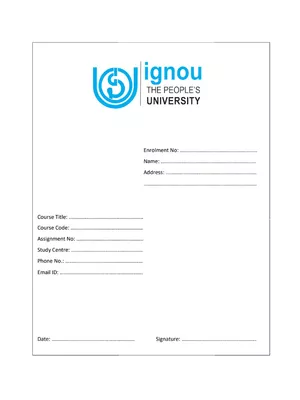 IGNOU Assignment Front Page 2024