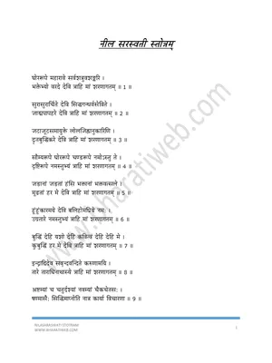 नील सरस्वती स्तोत्र – Neel Saraswati Stotram Hindi