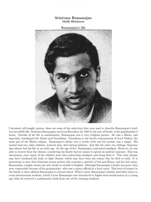 Short Biography of Ramanujan