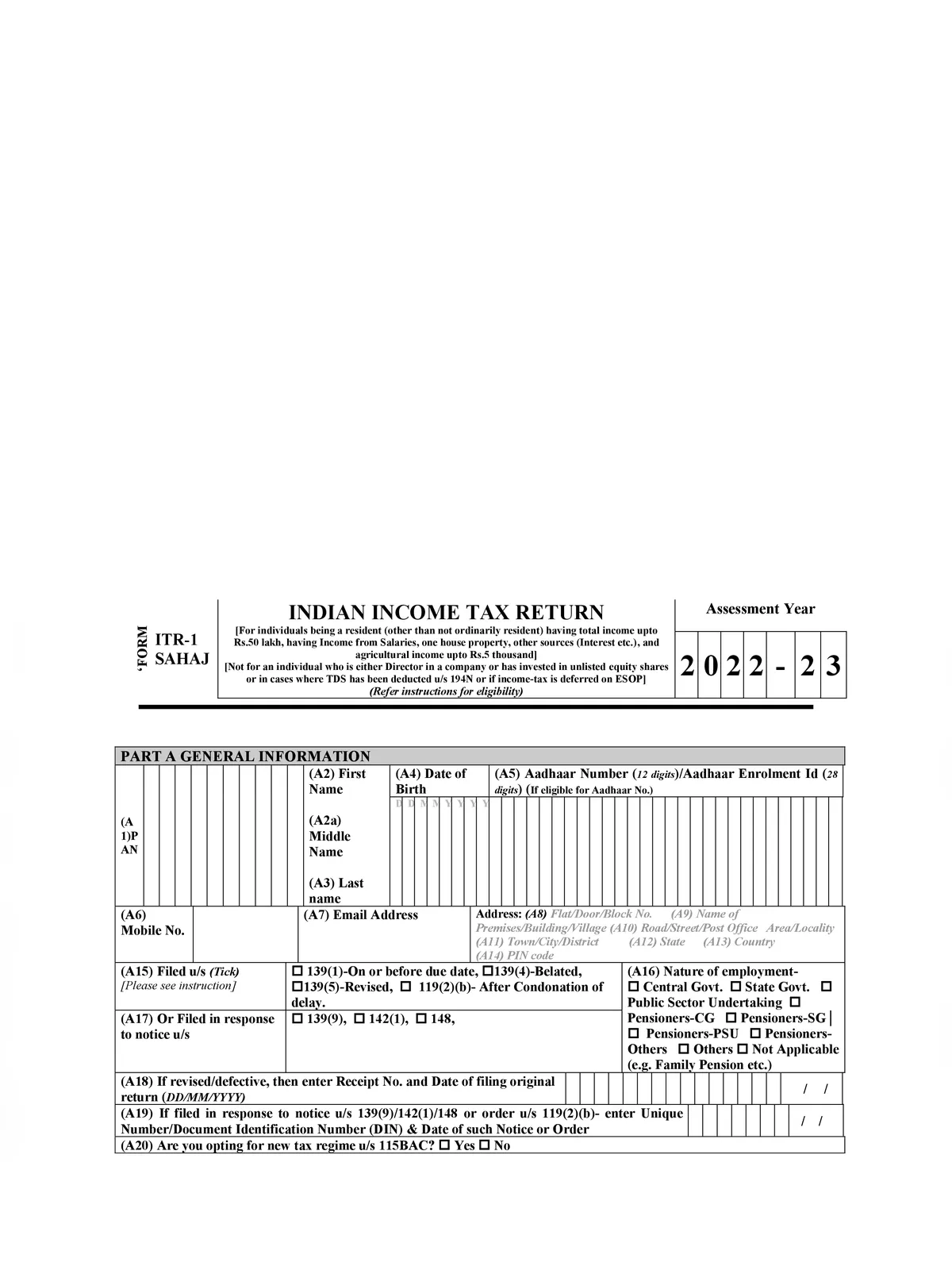 Income Tax Form 2022-23