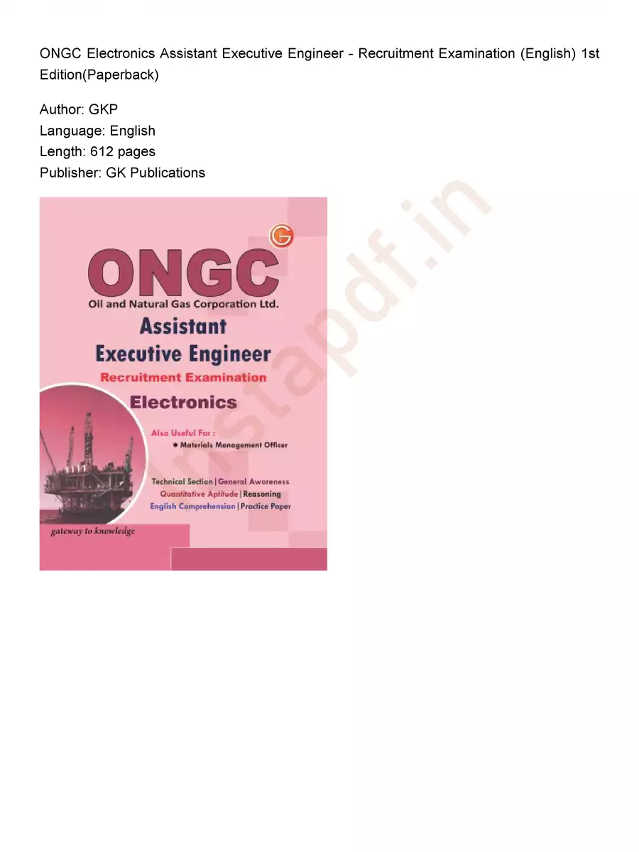2nd Page of ONGC Exam Preparation Books PDF