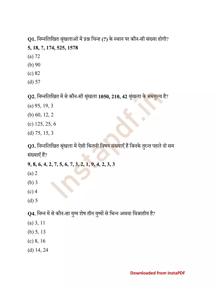 2nd Page of Reasoning Questions with Answer PDF