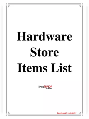 Hardware Store Items List