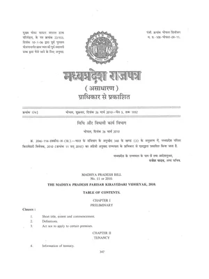 MP Accommodation Control Act 1961 Hindi