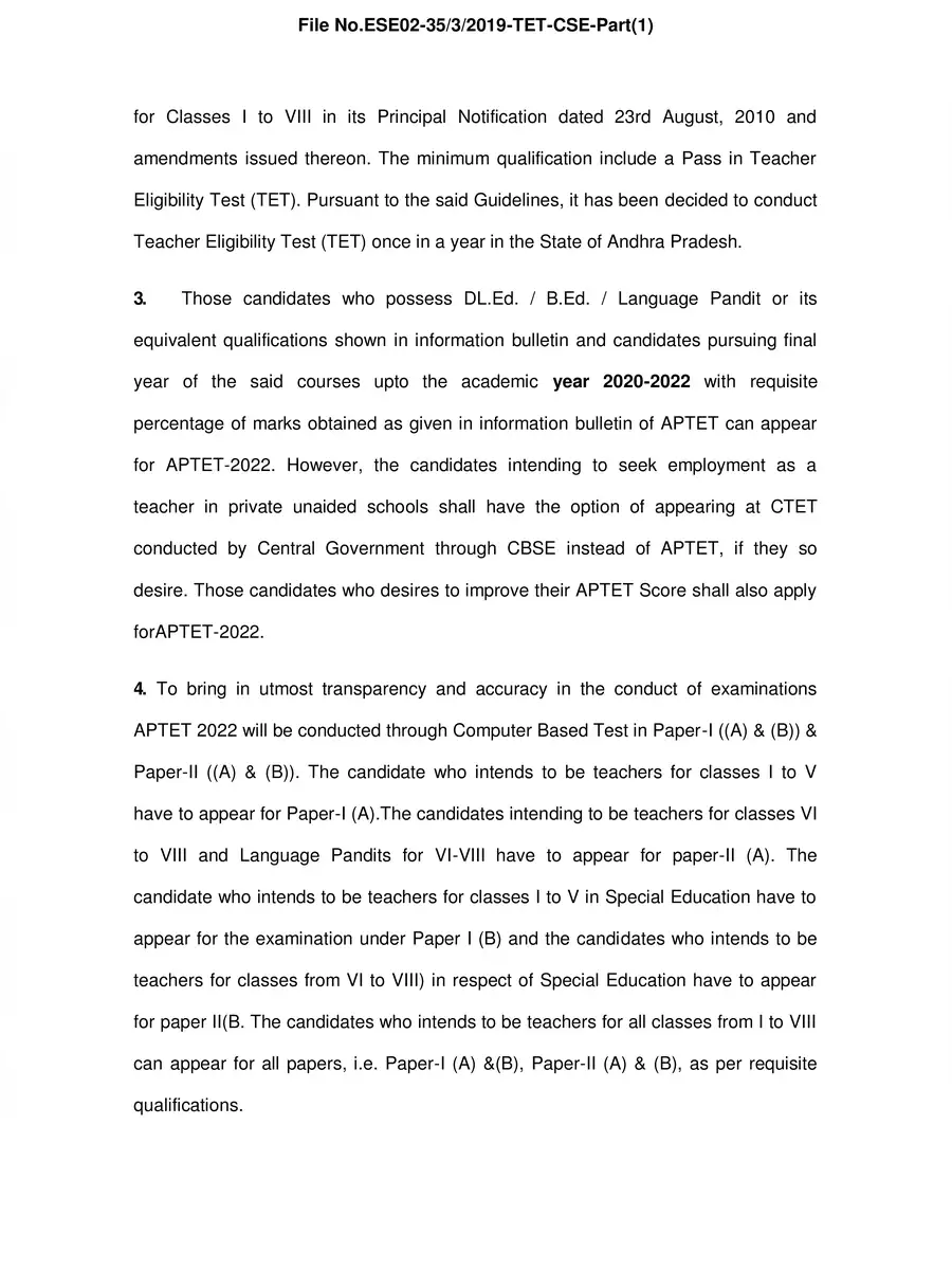 2nd Page of AP TET Notification 2022 PDF