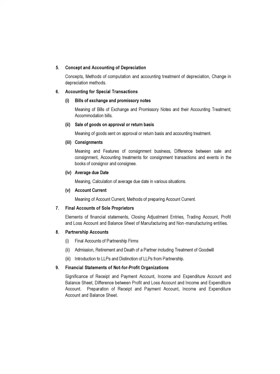 2nd Page of CA Foundation Syllabus 2022 PDF