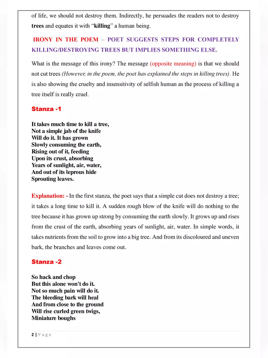 2nd Page of On Killing a Tree Poem PDF