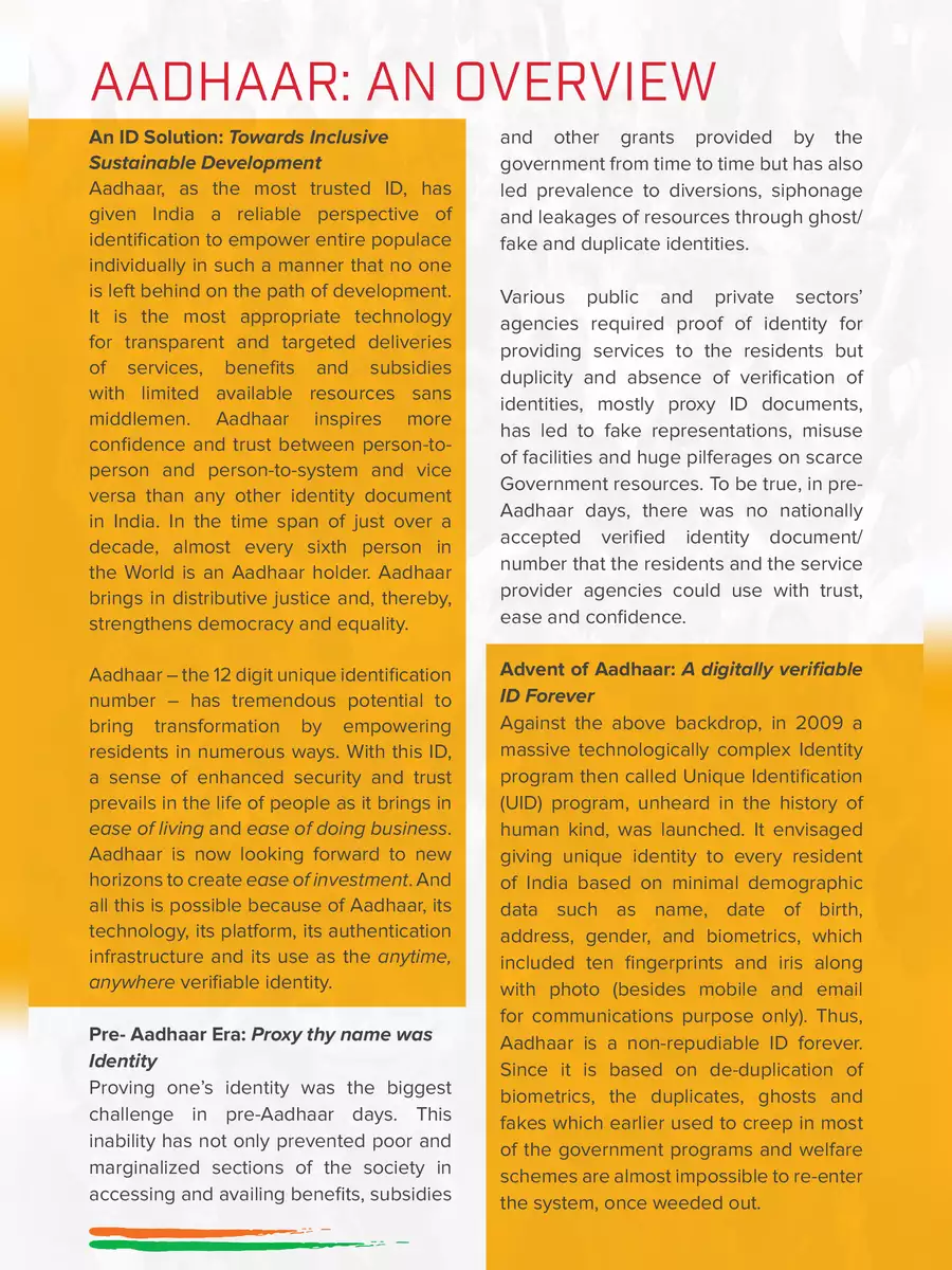 2nd Page of Aadhaar Brochure PDF