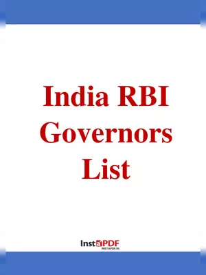 RBI Governors List of India PDF