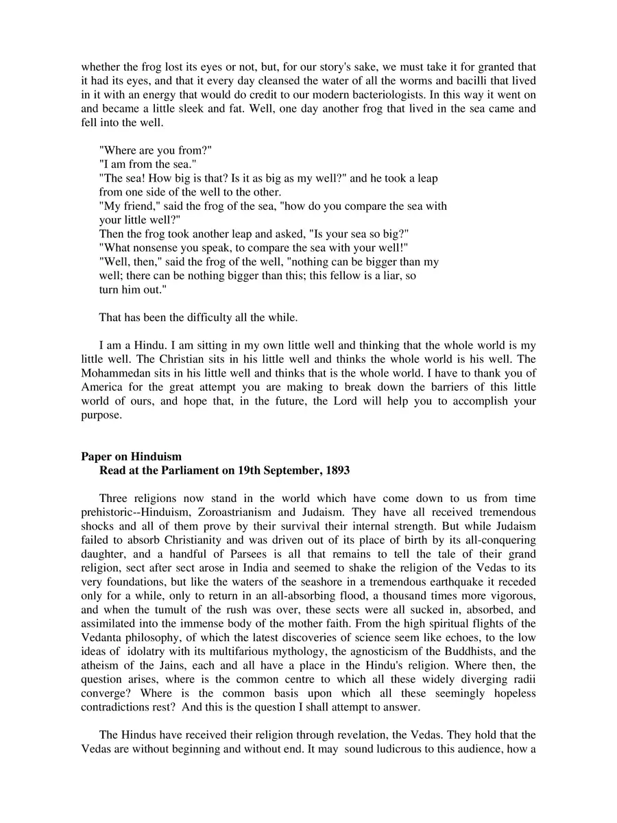 2nd Page of Swami Vivekananda Chicago Speech PDF