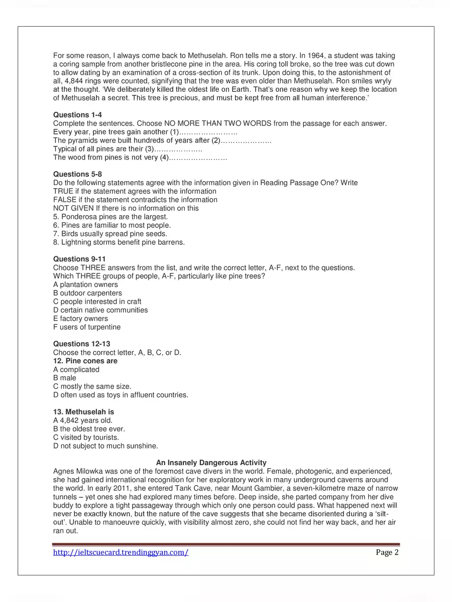 2nd Page of IELTS Academic Reading Test Papers with Answers 2022 PDF